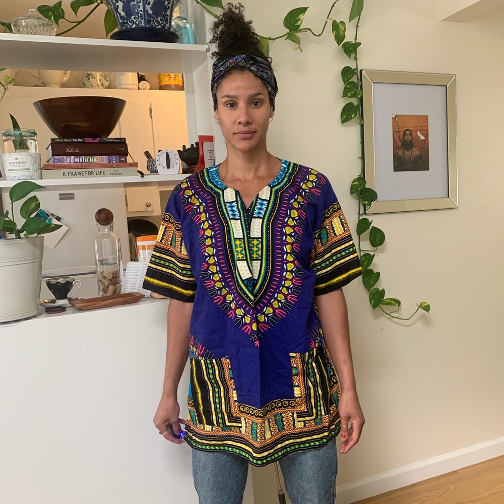 Multi colored african dashiki printed shirt tunic